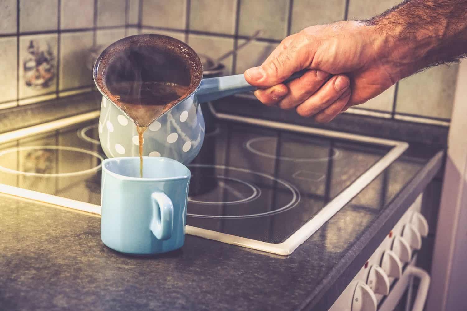 guy brewing coffee at home.