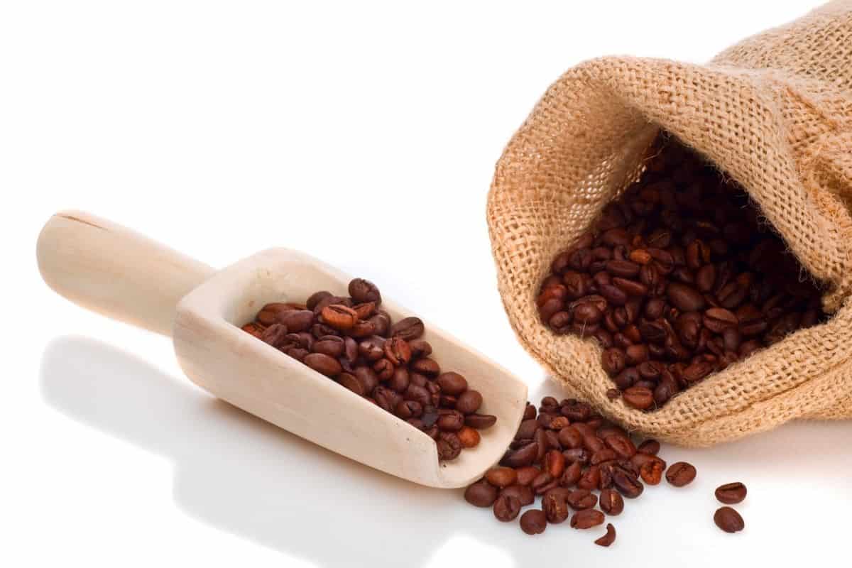 storing coffee beans in a bag.