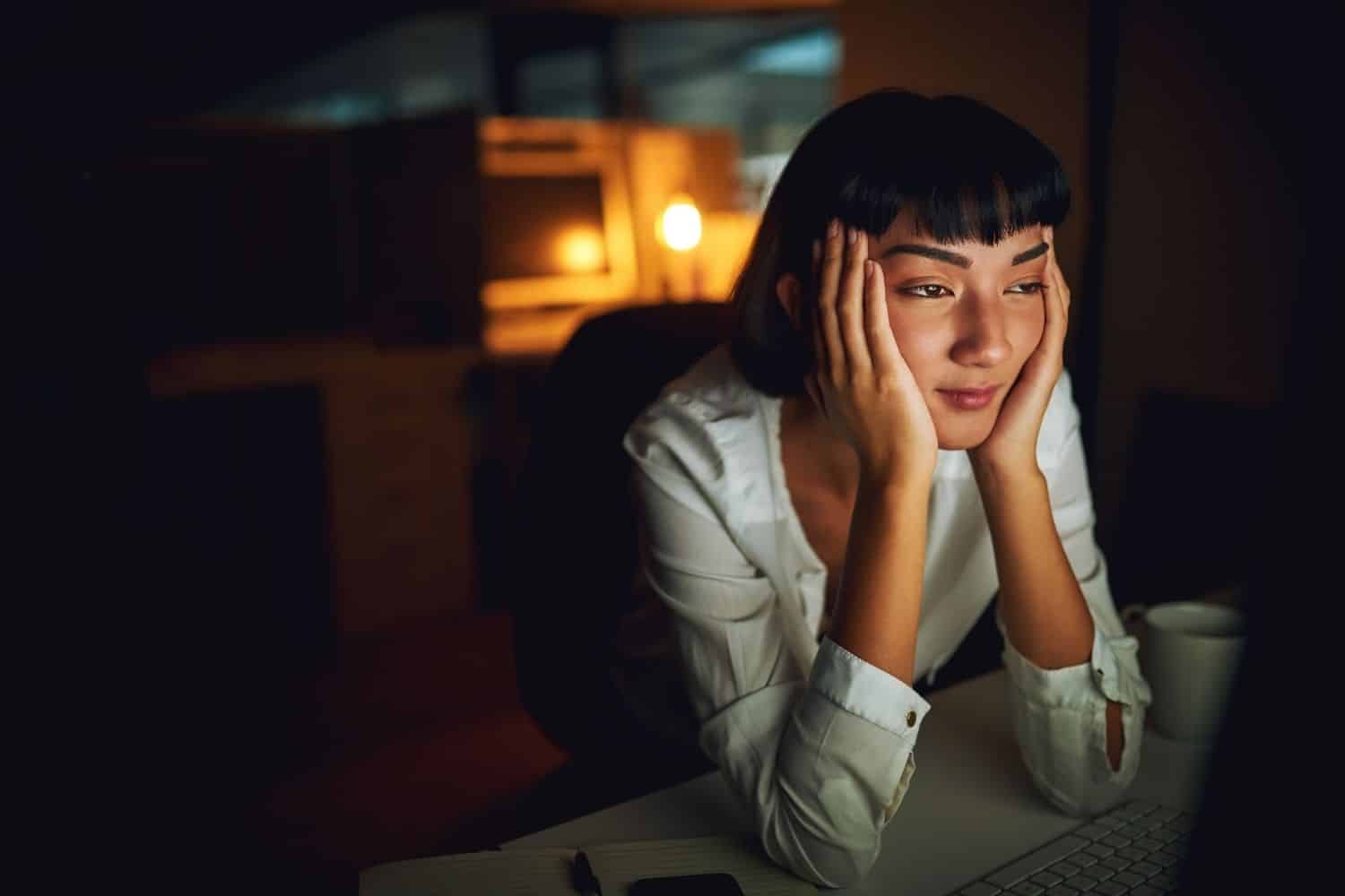 woman trying to stay awake without coffee.