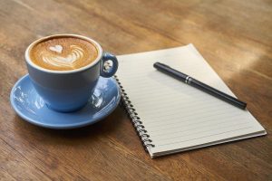 coffee pen notebook open notebook
