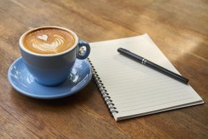 coffee pen notebook open notebook