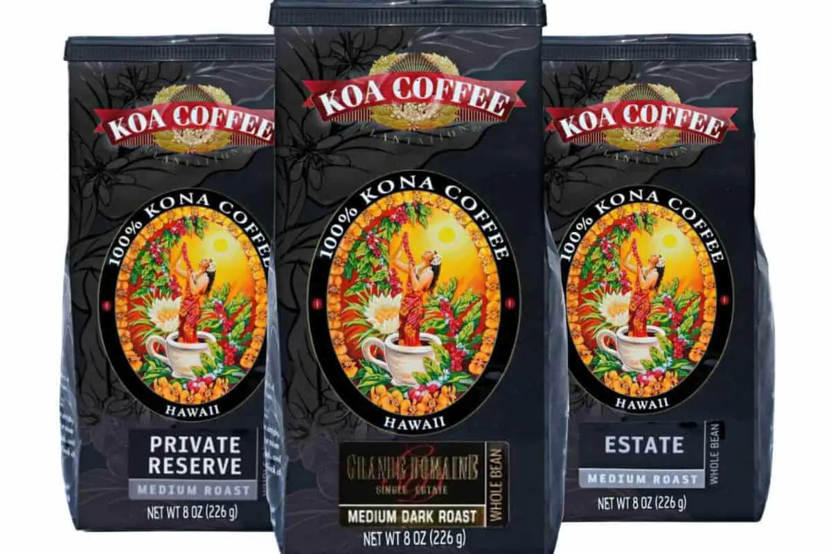Kona Coffee Tri-Pack Medium Roast Whole Bean from Koa Coffee