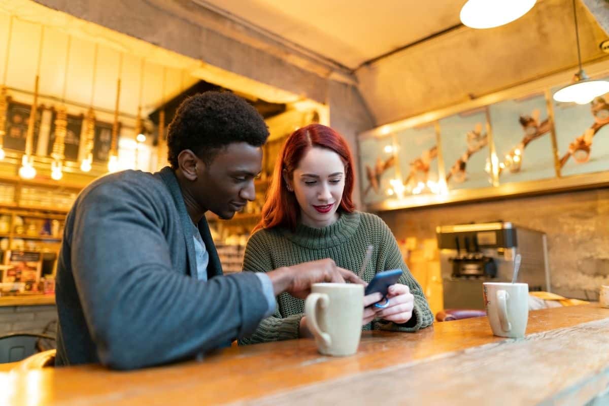 a young couple on a coffee date