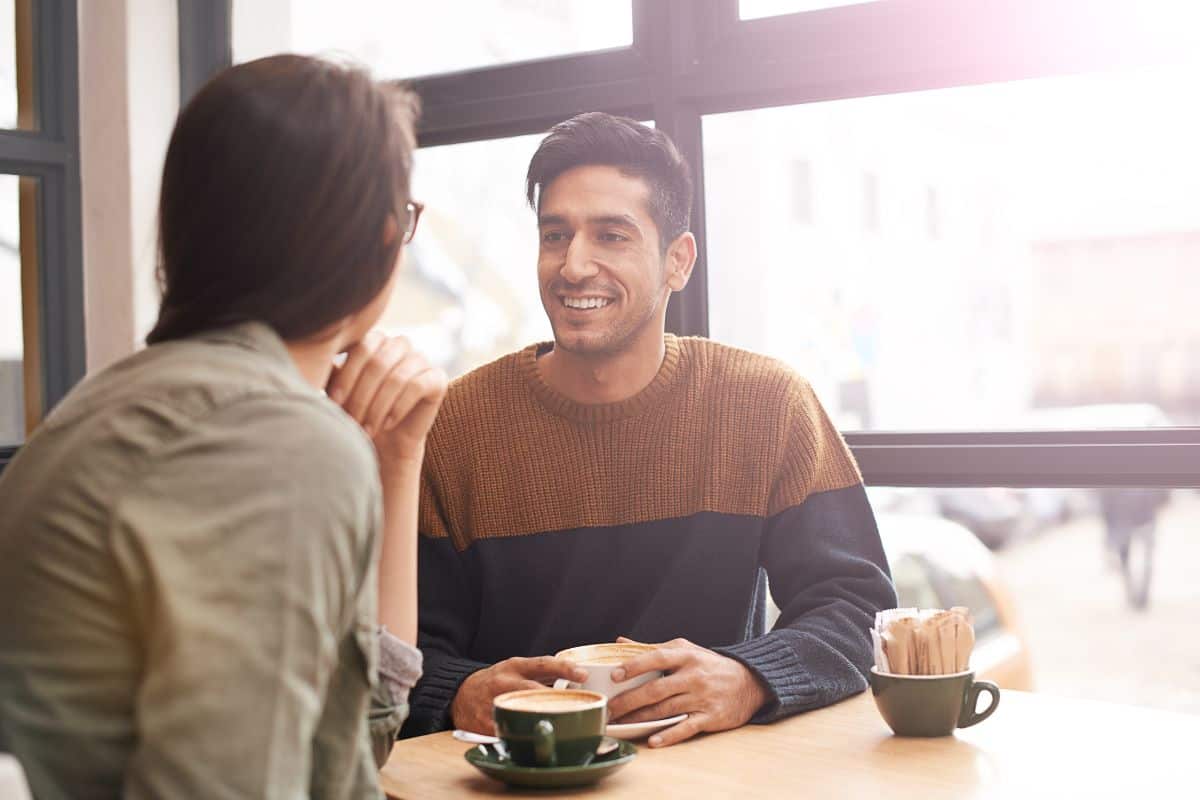 young couple at a coffee shop