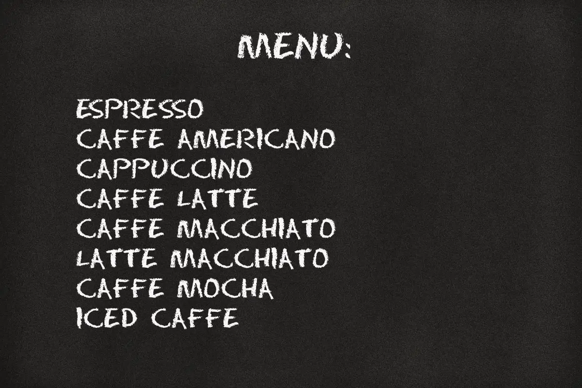 coffee menu