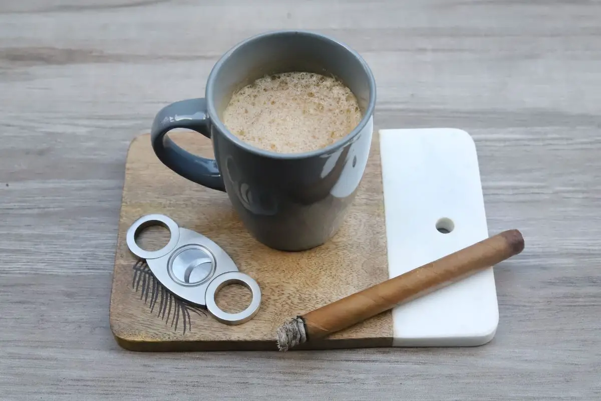 Smoke Cigar with Coffee