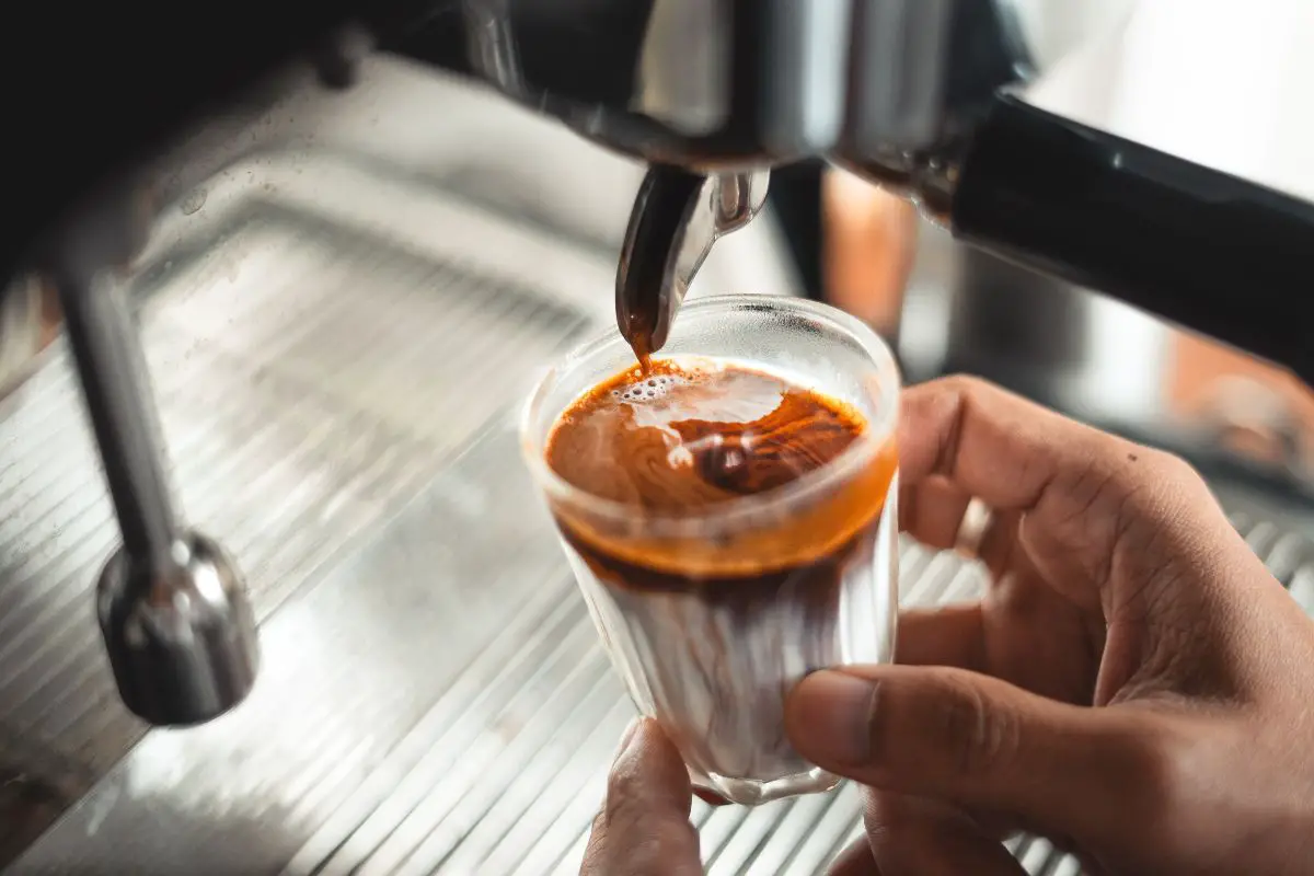 brew coffee with milk in coffee maker 